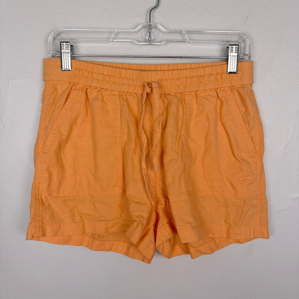 J.Crew Factory Linen Blend Drawstring Shorts Orange Lightweight Summer XS